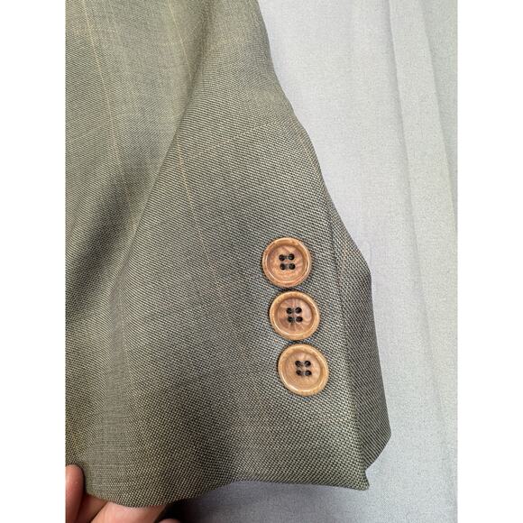 Men’s Brooks Brothers Pure New Wool Subtle Olive Blazer Jacket Lined Size 40S - Picture 8 of 10